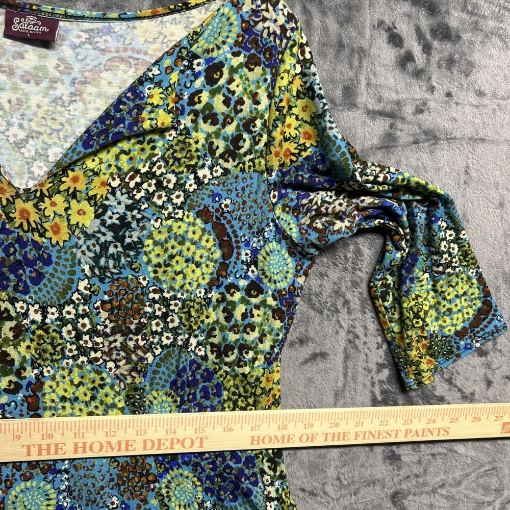 Salaam‎ Women's Large Floral Dress Pockets Stretch Colorful 3/4 Sleeve V Neck - Picture 13 of 14